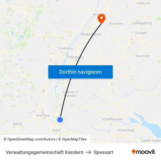 Verwaltungsgemeinschaft Kandern to Spessart map