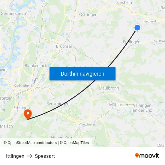 Ittlingen to Spessart map