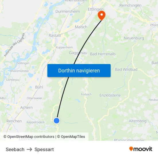 Seebach to Spessart map