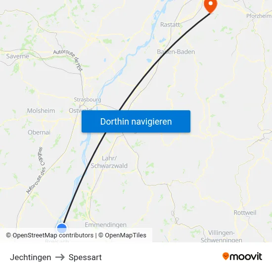 Jechtingen to Spessart map