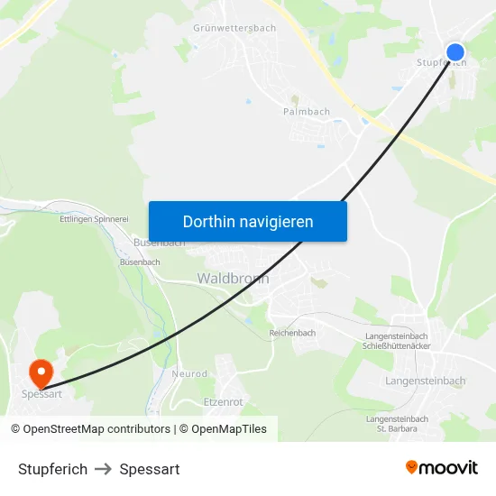Stupferich to Spessart map