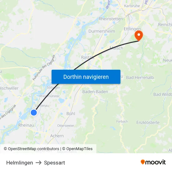Helmlingen to Spessart map