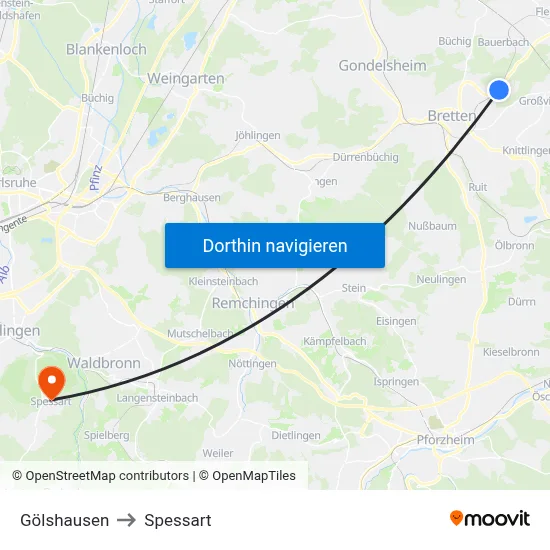Gölshausen to Spessart map