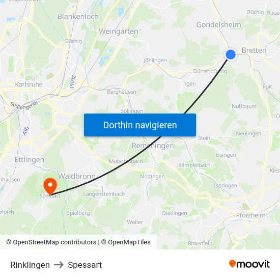 Rinklingen to Spessart map