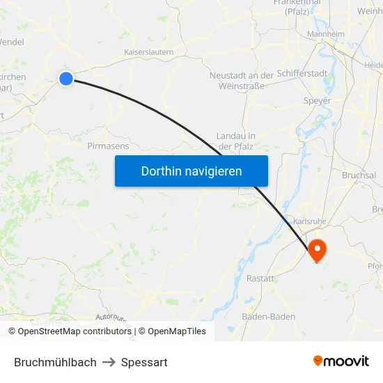 Bruchmühlbach to Spessart map