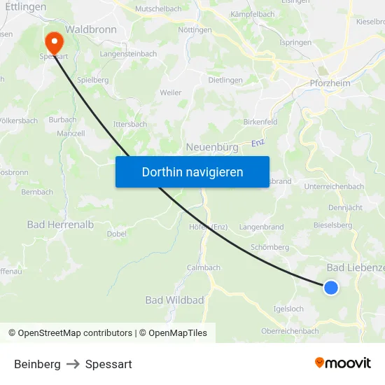 Beinberg to Spessart map