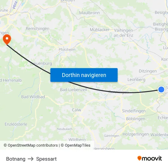 Botnang to Spessart map