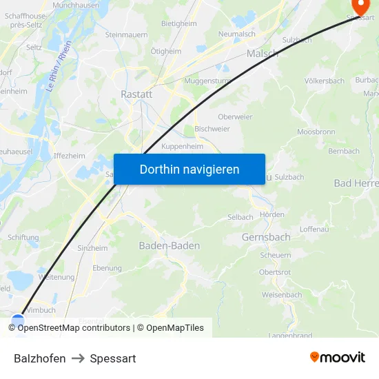 Balzhofen to Spessart map