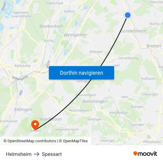 Helmsheim to Spessart map