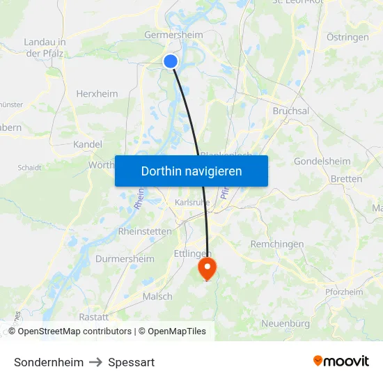 Sondernheim to Spessart map