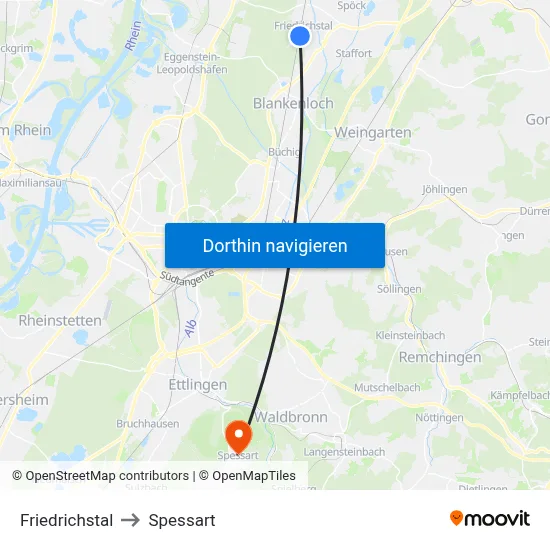 Friedrichstal to Spessart map