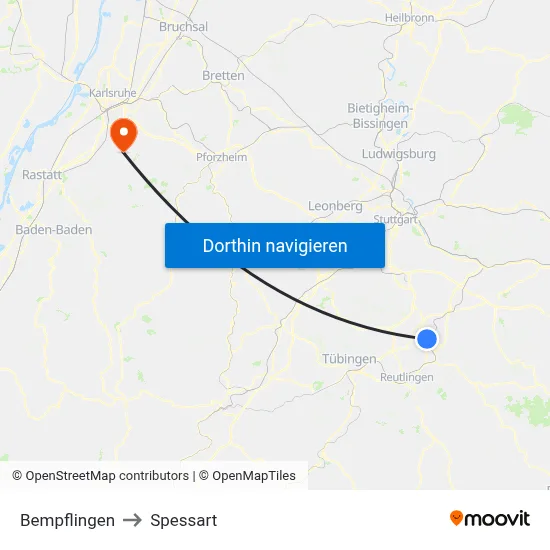 Bempflingen to Spessart map