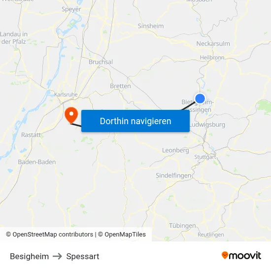 Besigheim to Spessart map