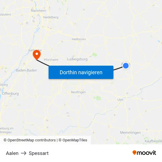Aalen to Spessart map
