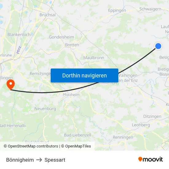 Bönnigheim to Spessart map