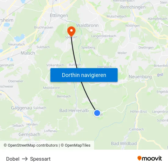 Dobel to Spessart map