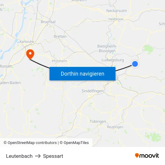 Leutenbach to Spessart map
