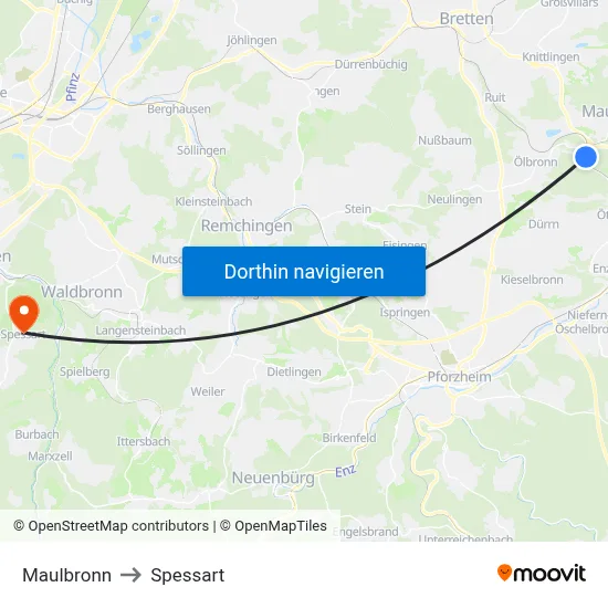 Maulbronn to Spessart map