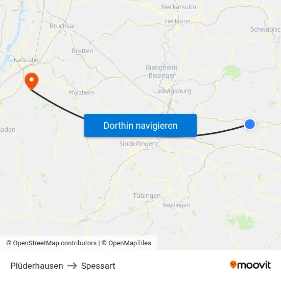 Plüderhausen to Spessart map