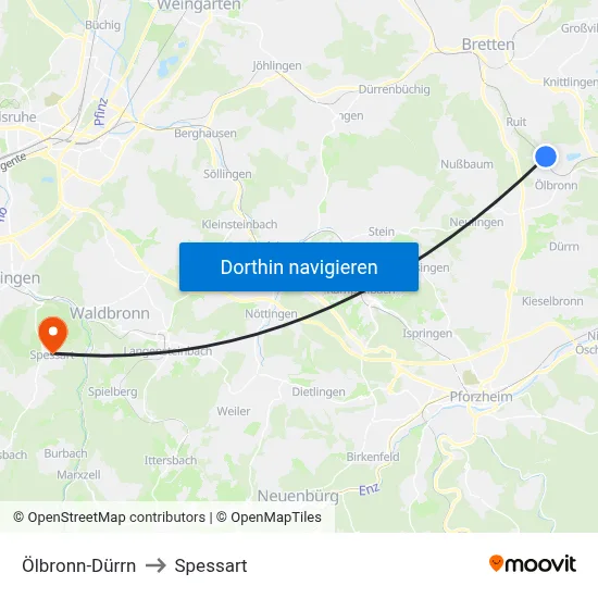 Ölbronn-Dürrn to Spessart map