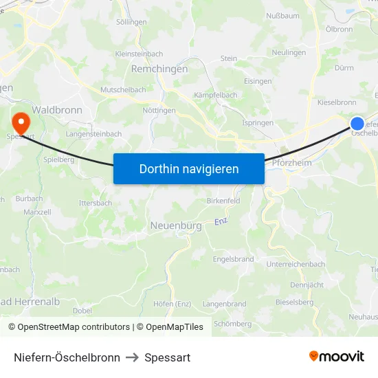 Niefern-Öschelbronn to Spessart map