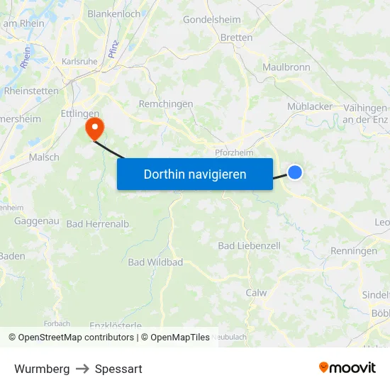 Wurmberg to Spessart map