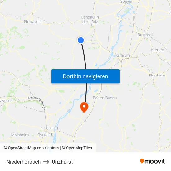 Niederhorbach to Unzhurst map