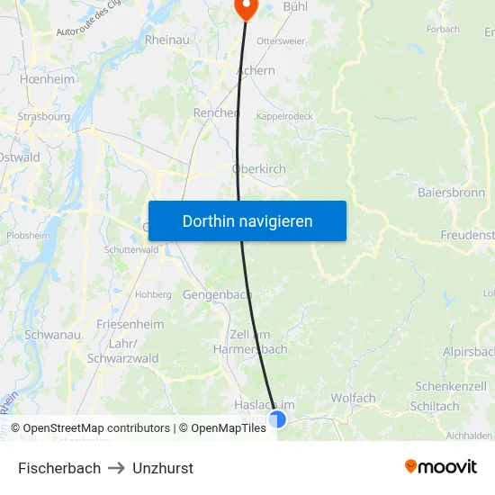 Fischerbach to Unzhurst map