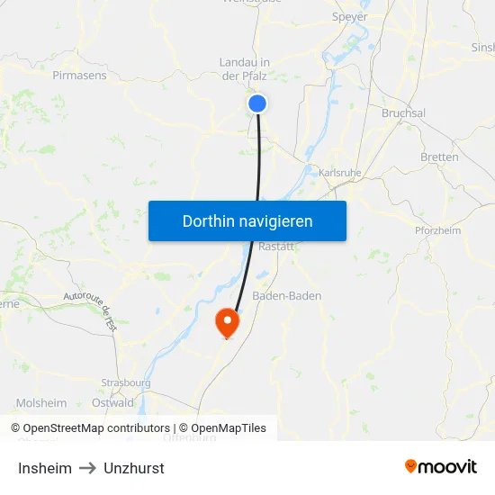 Insheim to Unzhurst map