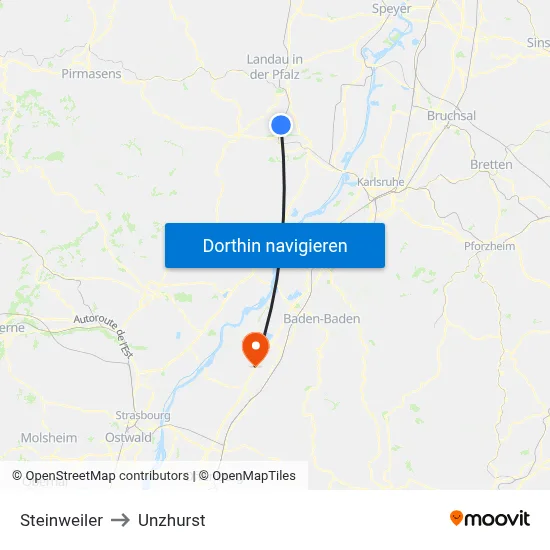 Steinweiler to Unzhurst map