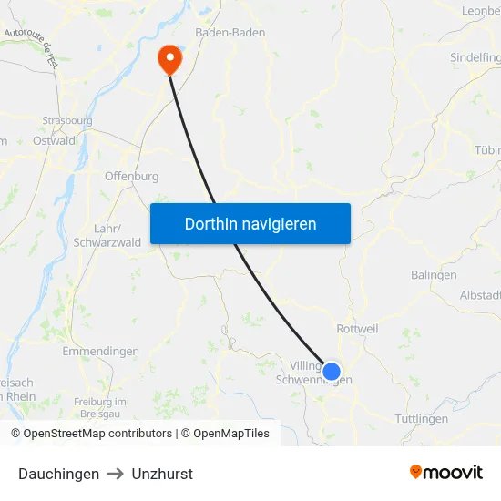 Dauchingen to Unzhurst map