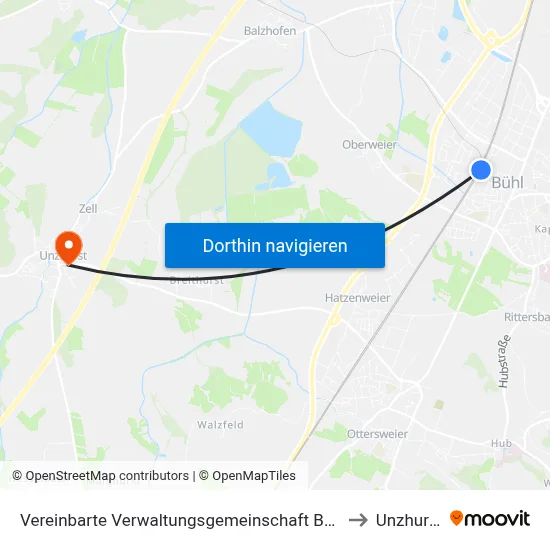 Vereinbarte Verwaltungsgemeinschaft Bühl to Unzhurst map