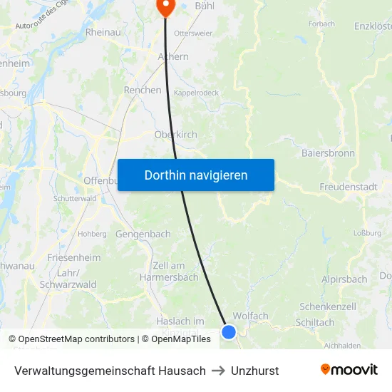 Verwaltungsgemeinschaft Hausach to Unzhurst map