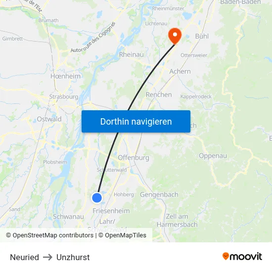 Neuried to Unzhurst map