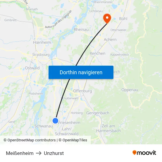 Meißenheim to Unzhurst map