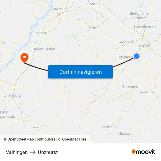 Vaihingen to Unzhurst map