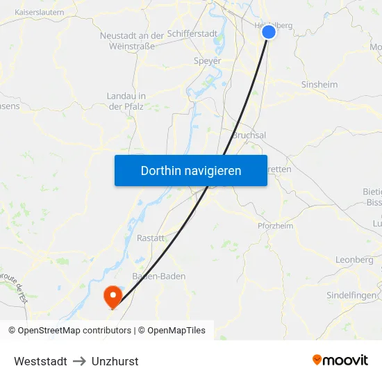 Weststadt to Unzhurst map
