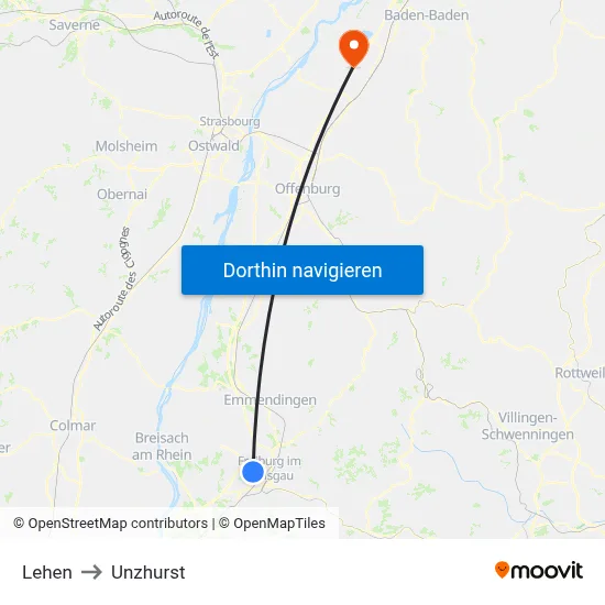 Lehen to Unzhurst map