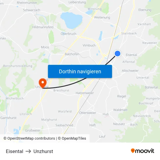 Eisental to Unzhurst map