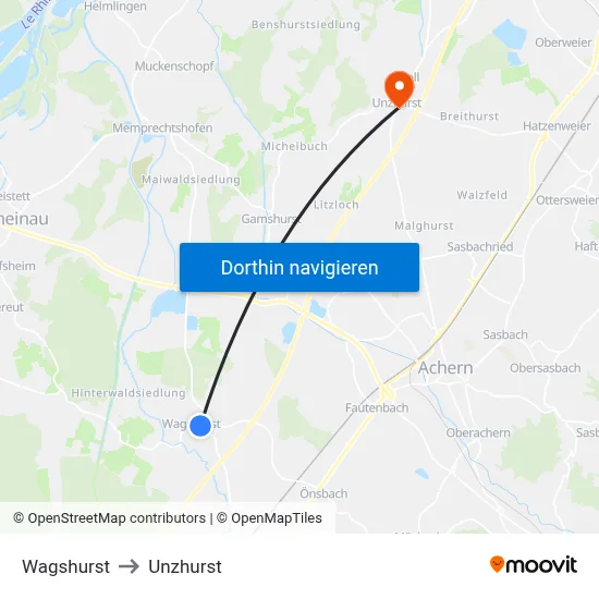 Wagshurst to Unzhurst map