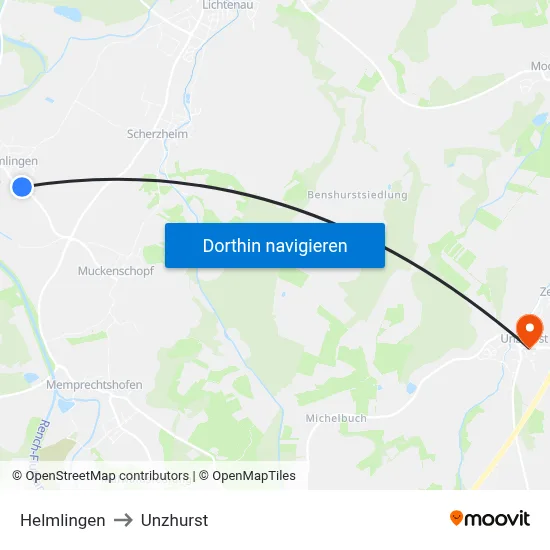 Helmlingen to Unzhurst map
