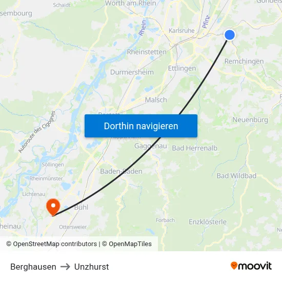 Berghausen to Unzhurst map