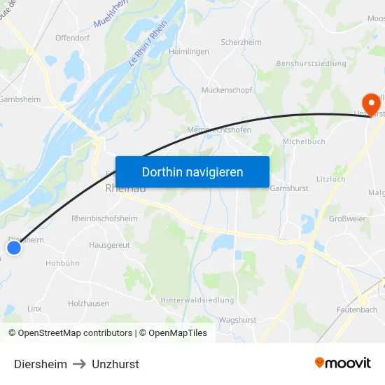 Diersheim to Unzhurst map