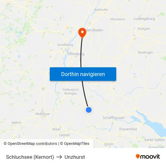 Schluchsee (Kernort) to Unzhurst map