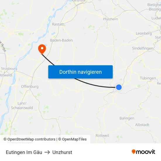 Eutingen Im Gäu to Unzhurst map