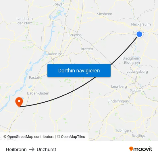 Heilbronn to Unzhurst map