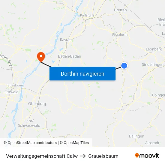Verwaltungsgemeinschaft Calw to Grauelsbaum map