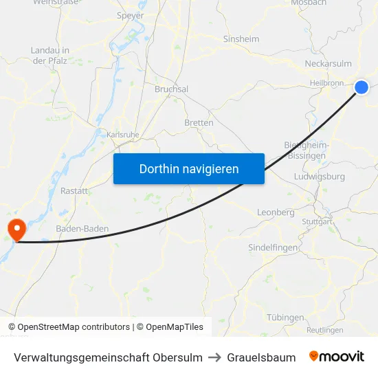 Verwaltungsgemeinschaft Obersulm to Grauelsbaum map