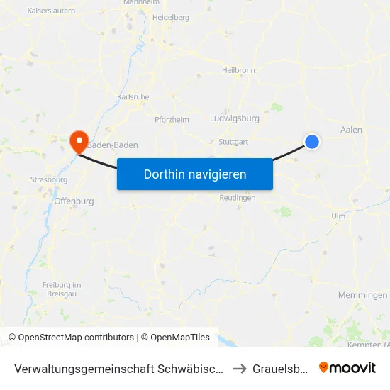 Verwaltungsgemeinschaft Schwäbisch Gmünd to Grauelsbaum map