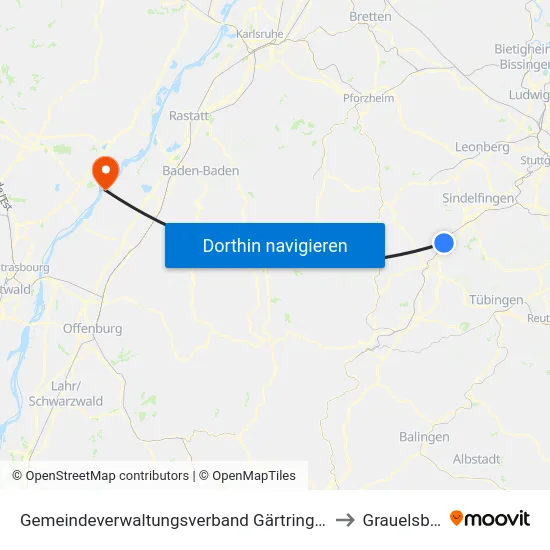 Gemeindeverwaltungsverband Gärtringen/Ehningen to Grauelsbaum map